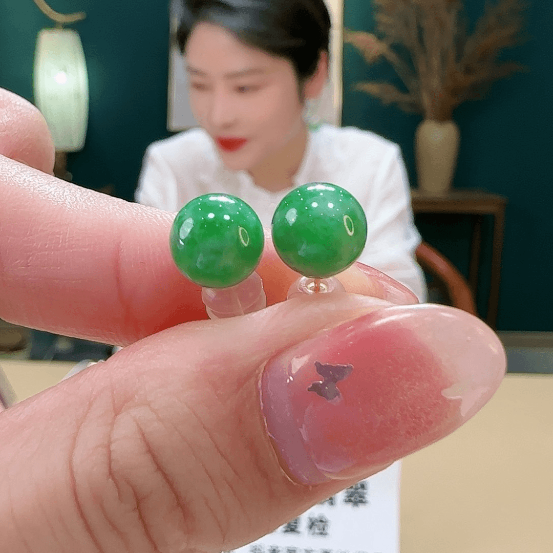翡翠耳饰18K金镶嵌耳饰