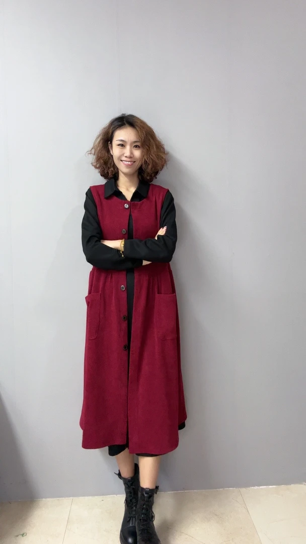 8233 [品尚] 春秋季新款无袖显瘦收腰无袖连衣裙大马甲坎肩中长款