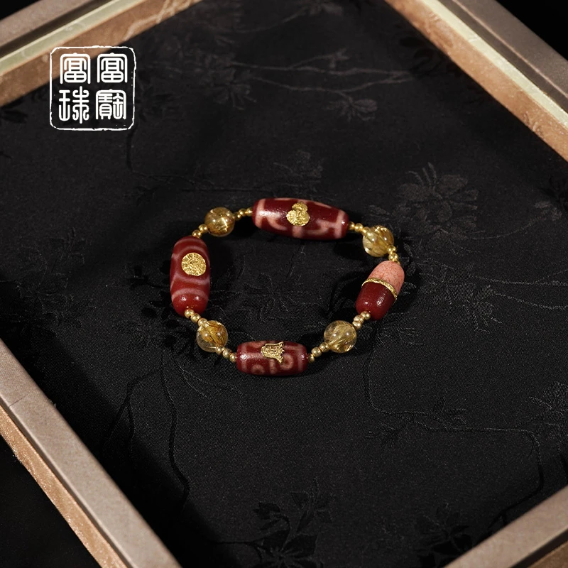 【囍財】板钛晶 水晶18K金时尚手串  （天然珠宝多样性发）