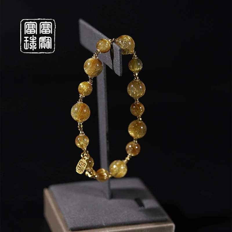 【灿微】板钛晶 水晶18K金时尚手串 （天然珠宝多样性发）