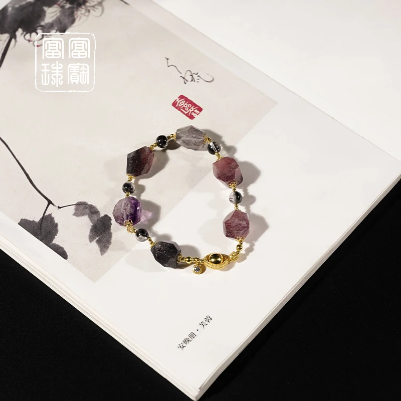 【喜悦】黑银钛 水晶18K金气质手串  （天然珠宝多样性发）