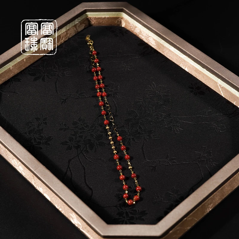 【红逸】富富珠宝 南红18k金时尚项链（天然珠宝多样性发）