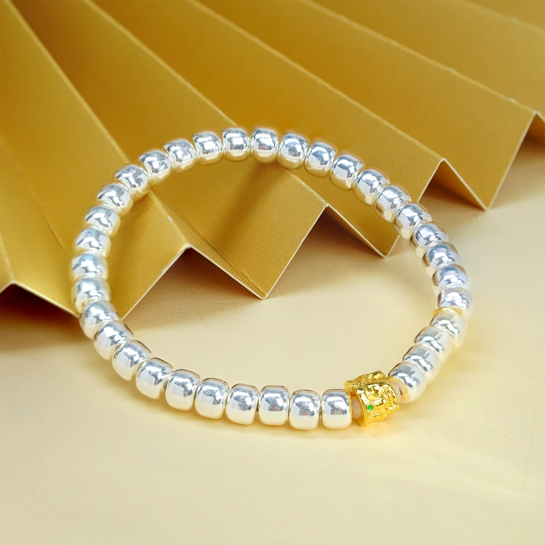 足银银制品 【小北好物】足银DIY单圈手串9-16QH34X418【35粒】