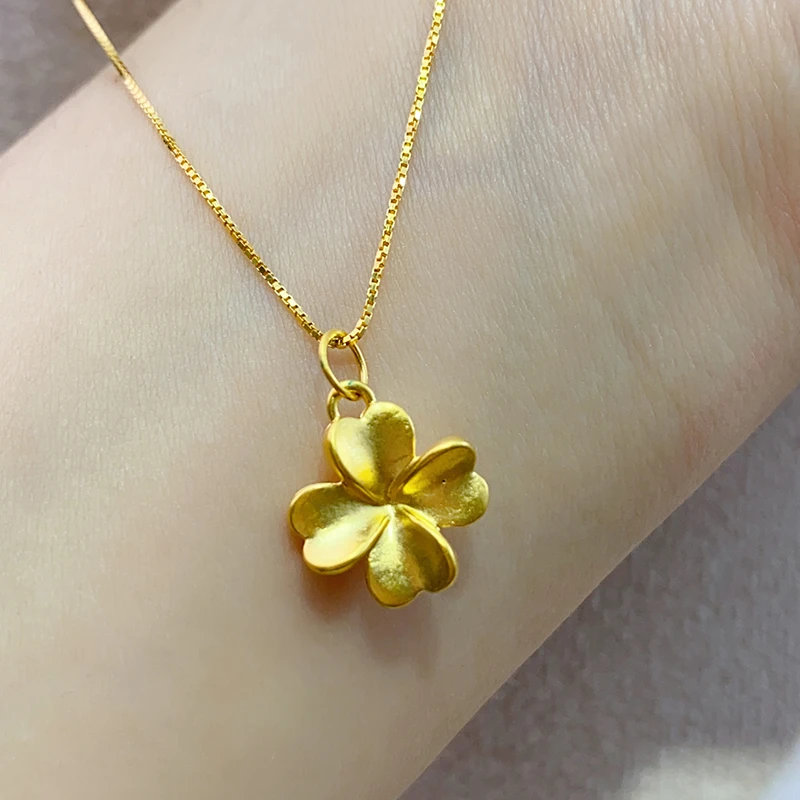 足金999转运珠四叶草轻奢时尚女士百搭两戴款挂坠光面多样性发货