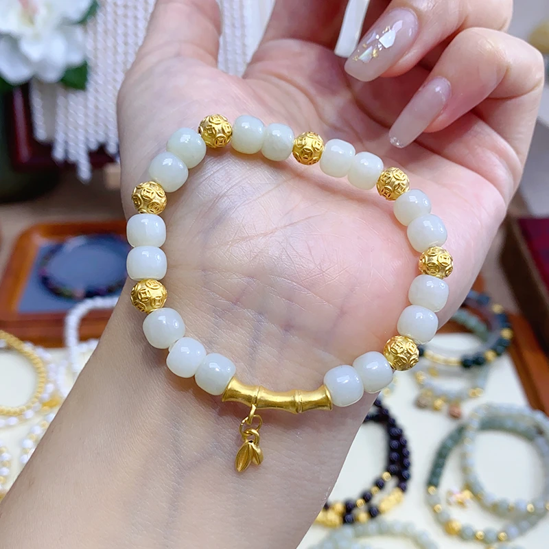 足金999卡6金钱珠竹节手链5D硬金钱币珠手串节节高升时尚百搭轻奢