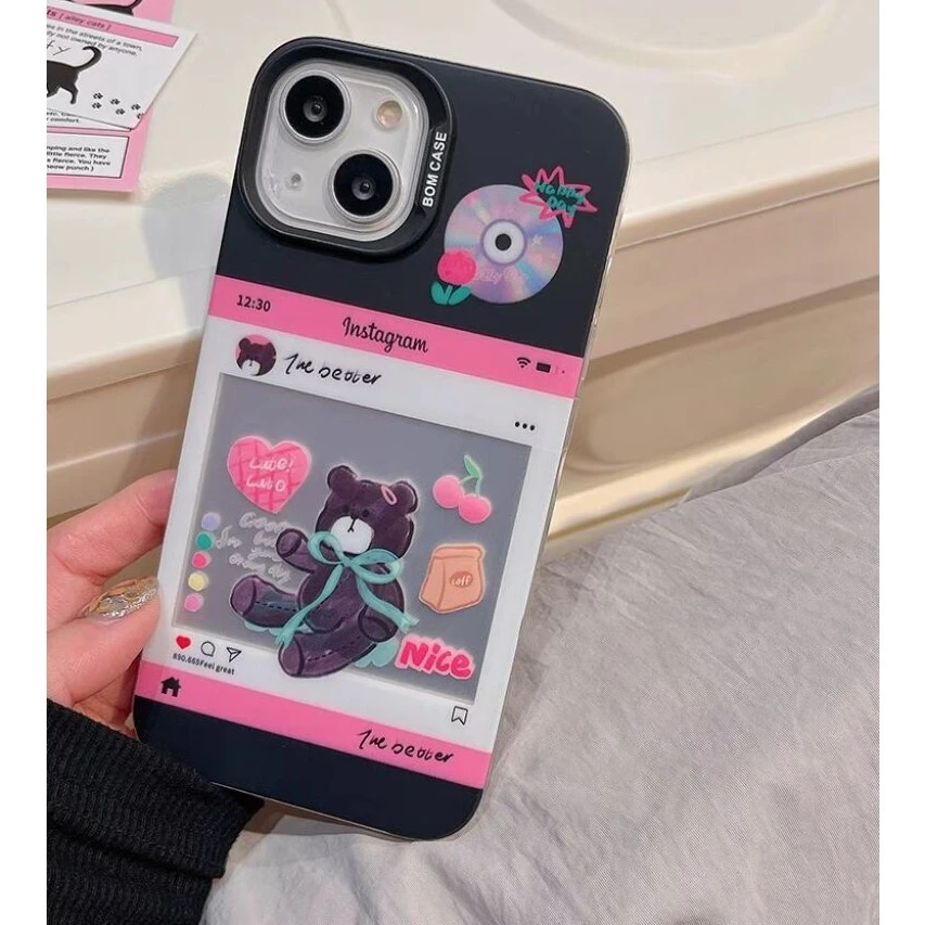 ins风创意可爱小熊苹果14ProMax手机壳iPhone12全包14新款13网红