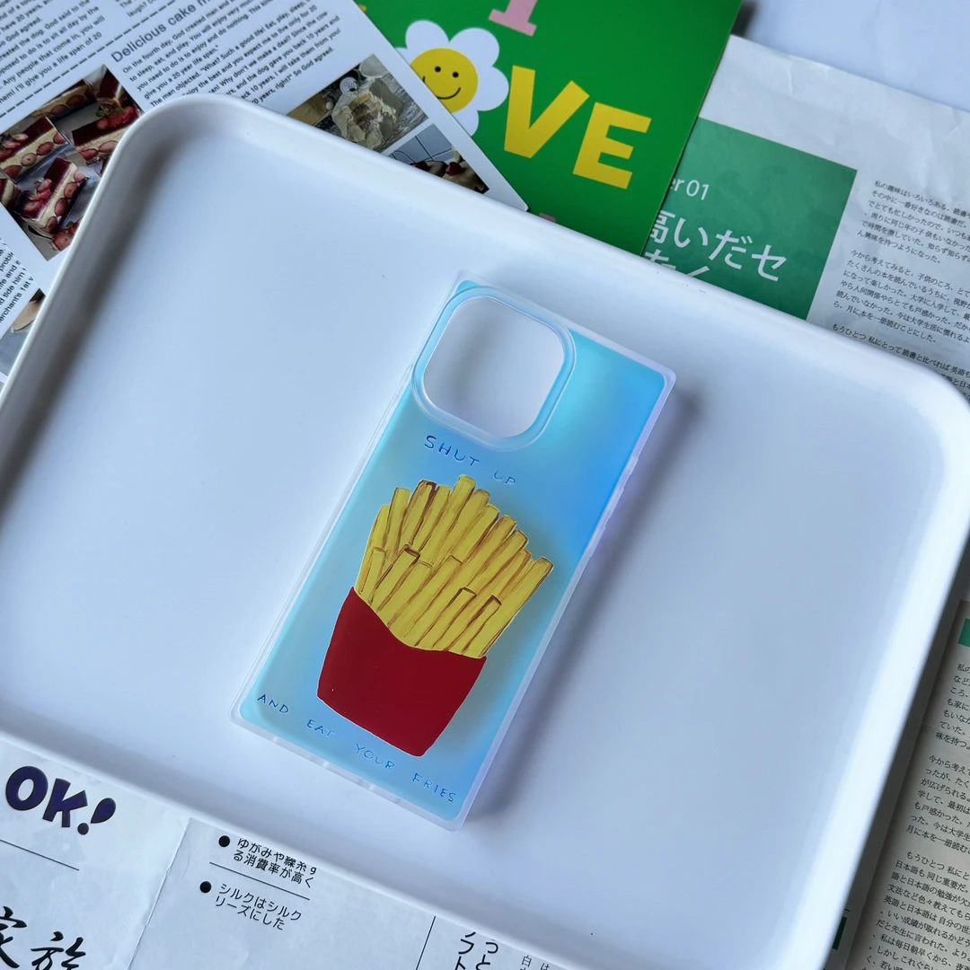 创意方形卡通水果适用iphone15promax手机壳苹果14pro防摔