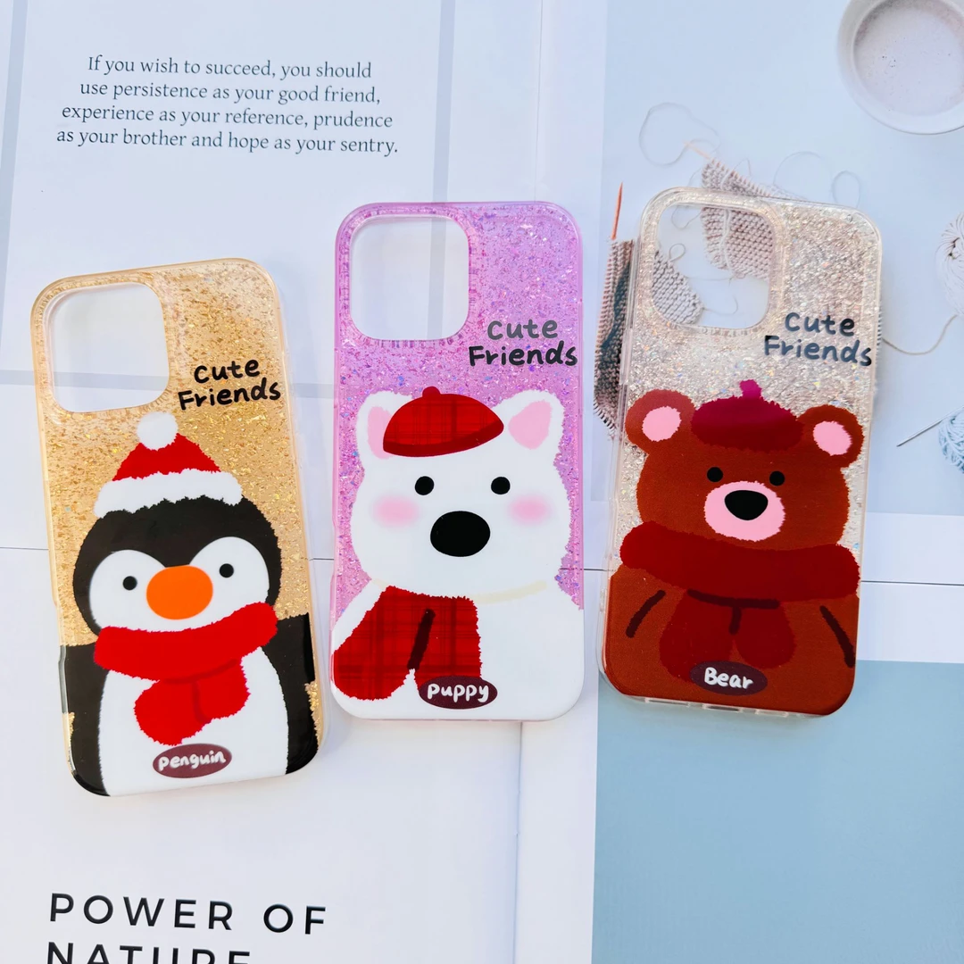 可爱卡通闪粉适用iPhone16ProMax手机壳苹果15硅胶新款防摔ins