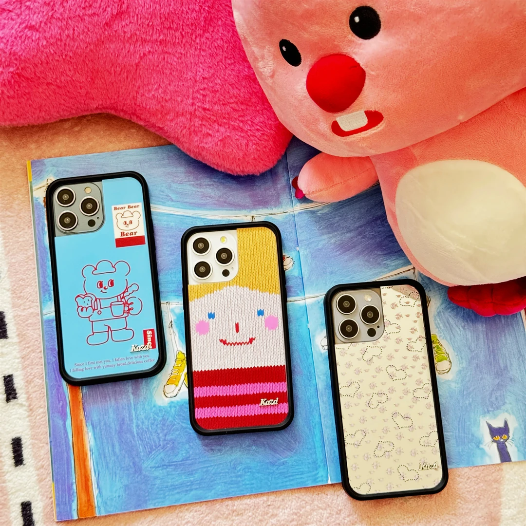 ins可爱卡通线条小熊苹果15promax手机壳iphone14全包15新款创意