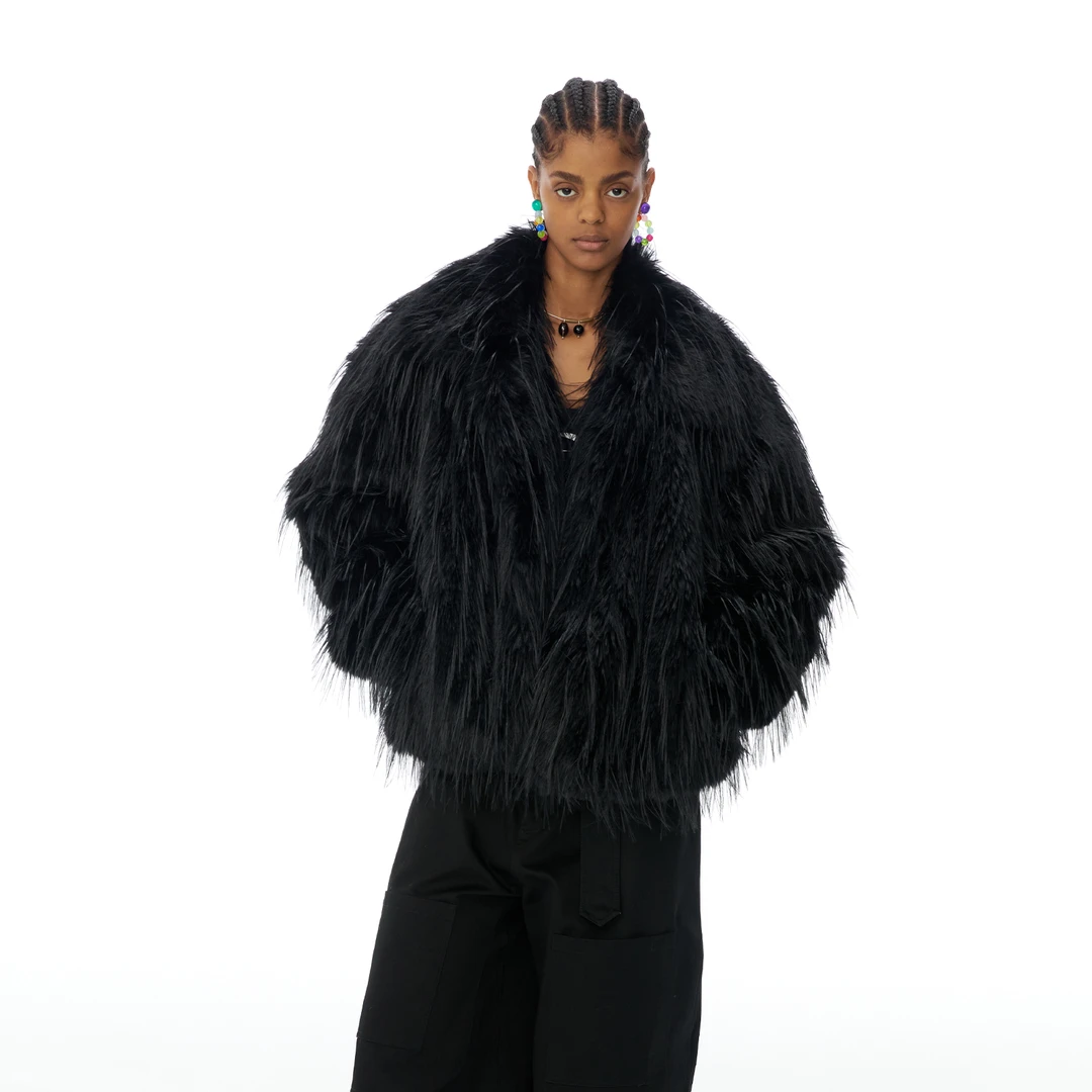 ANTERIOR LOVED 贵气满满环保皮草仿貂毛加厚夹克秋冬保暖外套