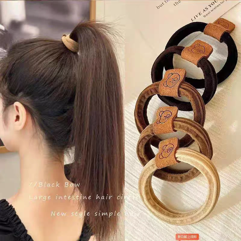 美美推荐9006 简约高弹力无接缝小熊头绳皮筋女圈100根