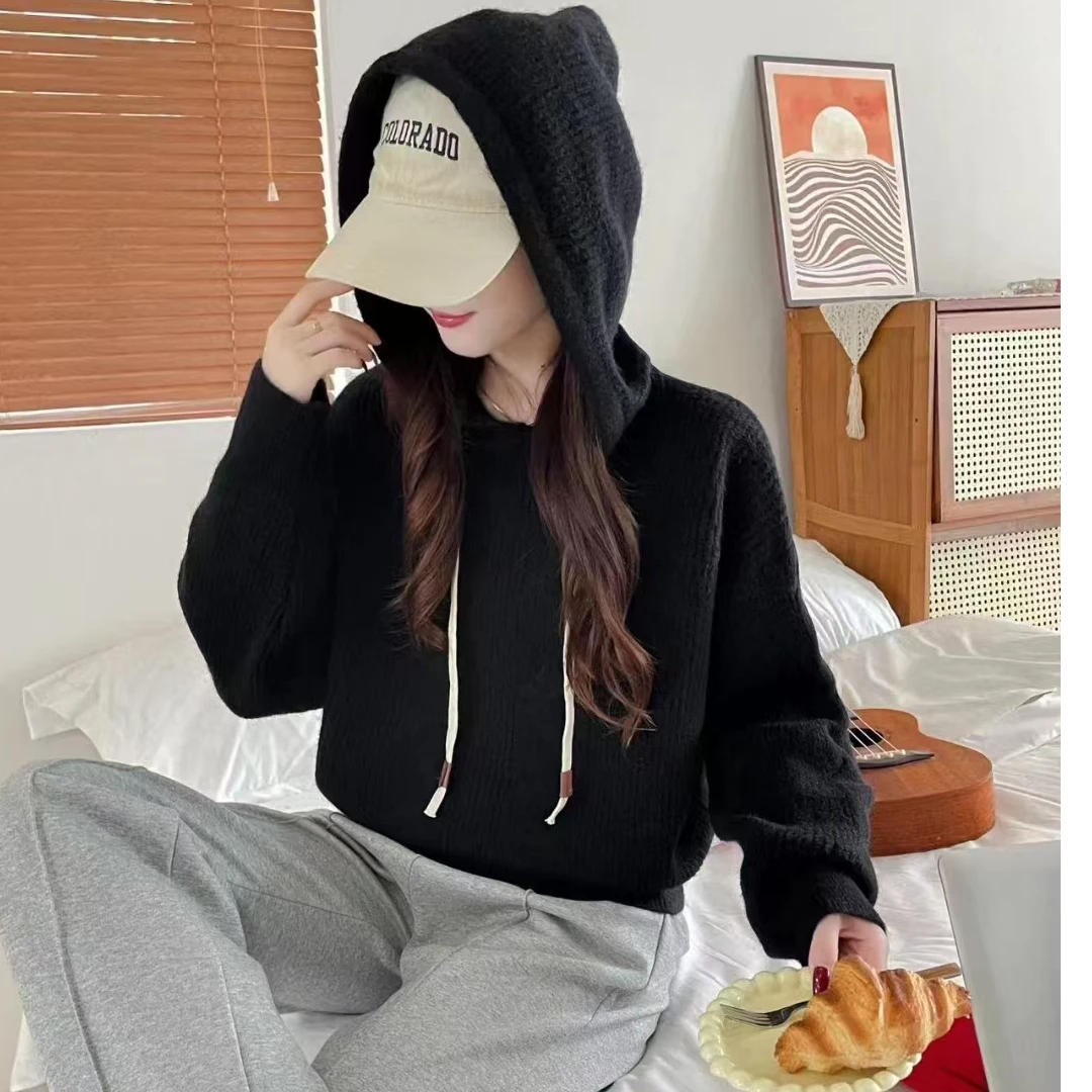 【燕子精选】休闲款帽子针织毛衣