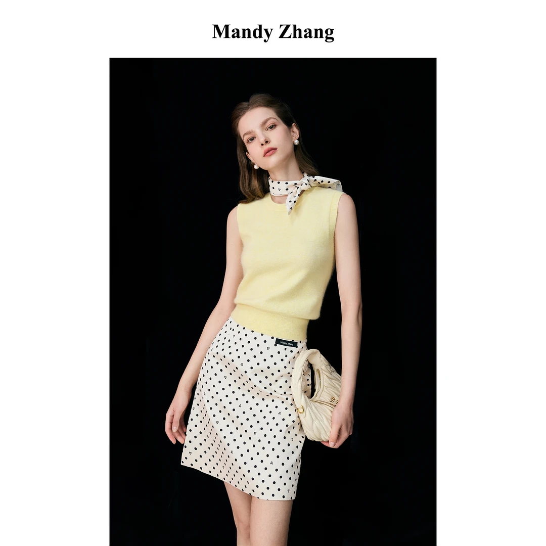 【Mandy Zhang】法式miu系设计感爱心波点半身裙女秋季气质包臀短裙