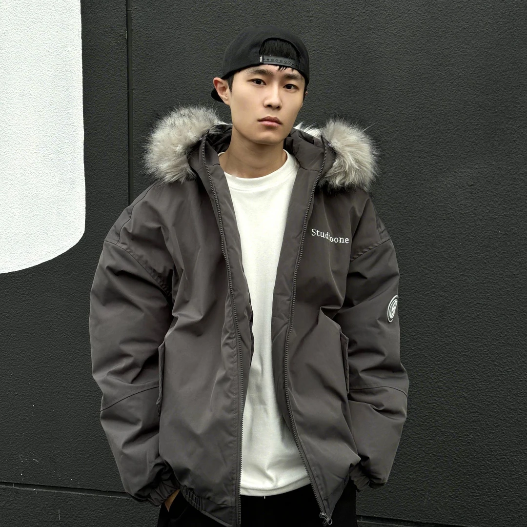 【小泽】冬季加厚保暖连帽毛领休闲棉衣情侣棉服中性风棉衣外套