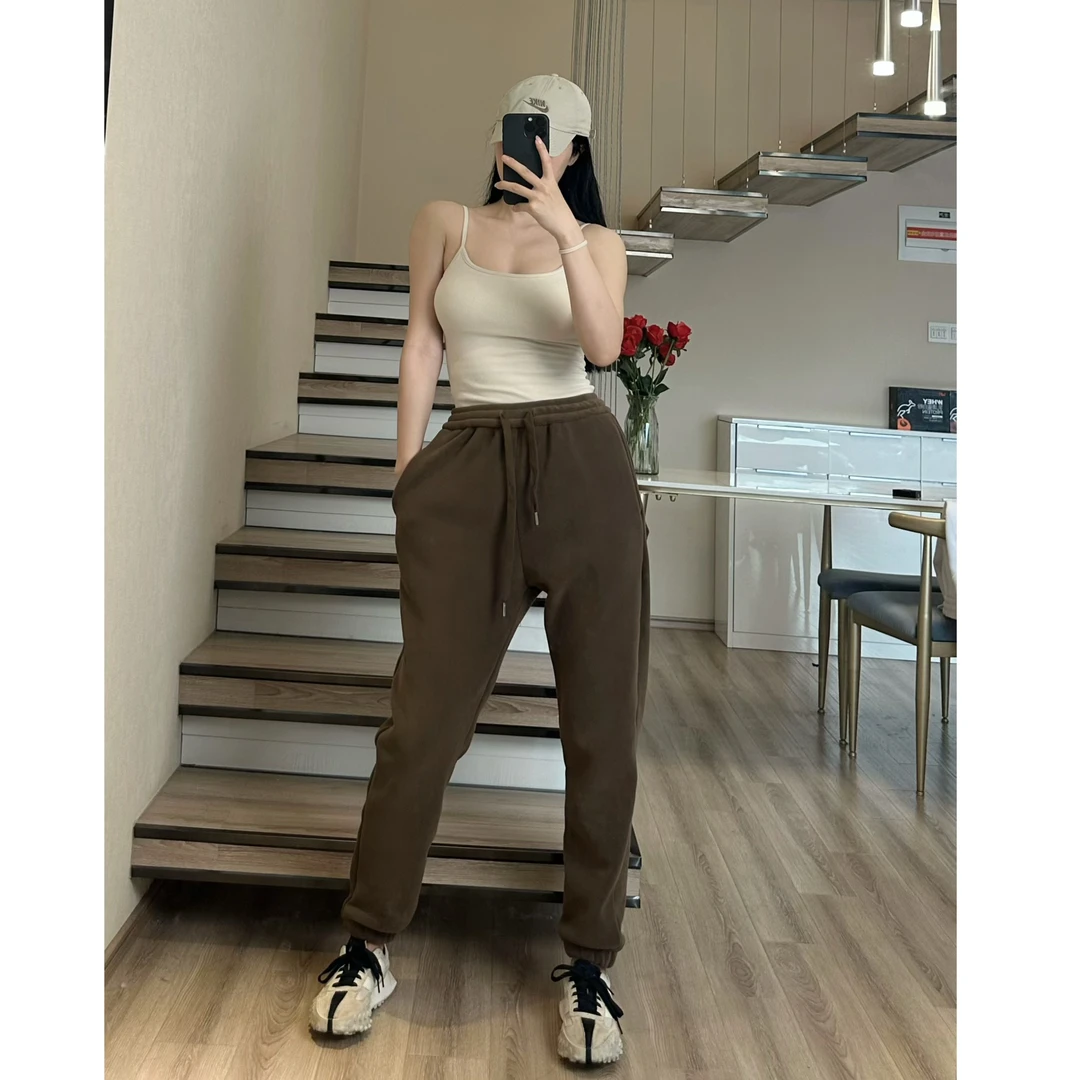 男女同款双面奥粒绒加厚保暖休闲运动卫裤
