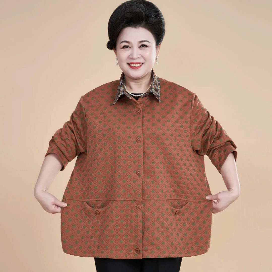 妈妈装春秋洋气衣服女加绒外套中老年人时尚宽松加肥大码200斤