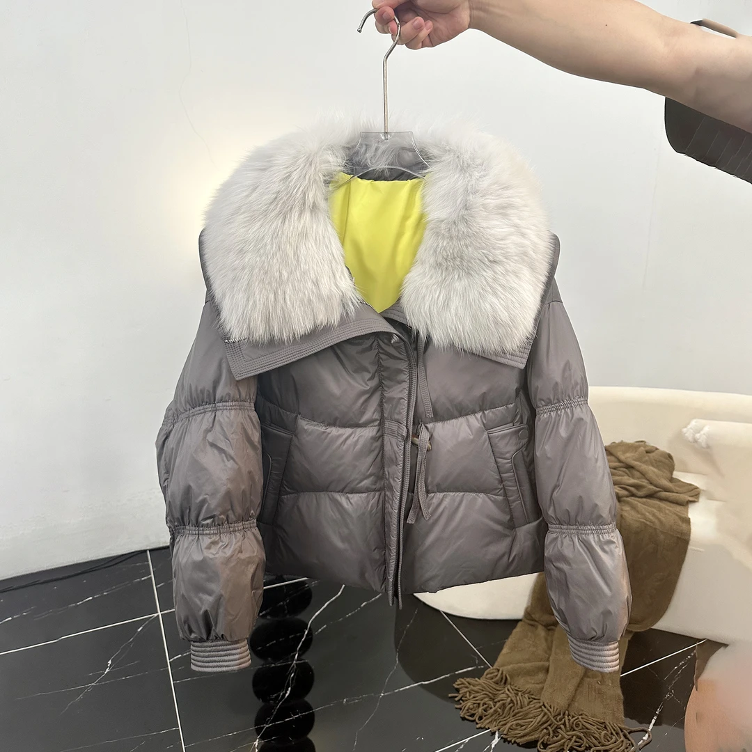 【佳小洛】新款超大进口狐狸毛领海宁皮草轻奢鹅绒服设计师款气质