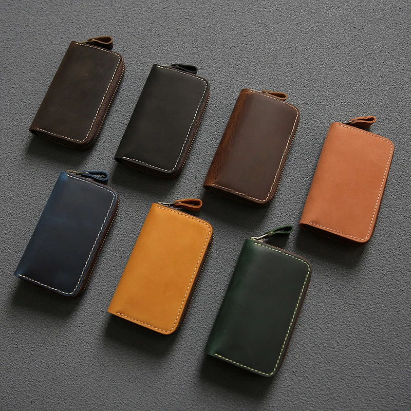 复古个性钥匙包真皮大容量多功能收纳包头层牛皮男士家用锁匙包