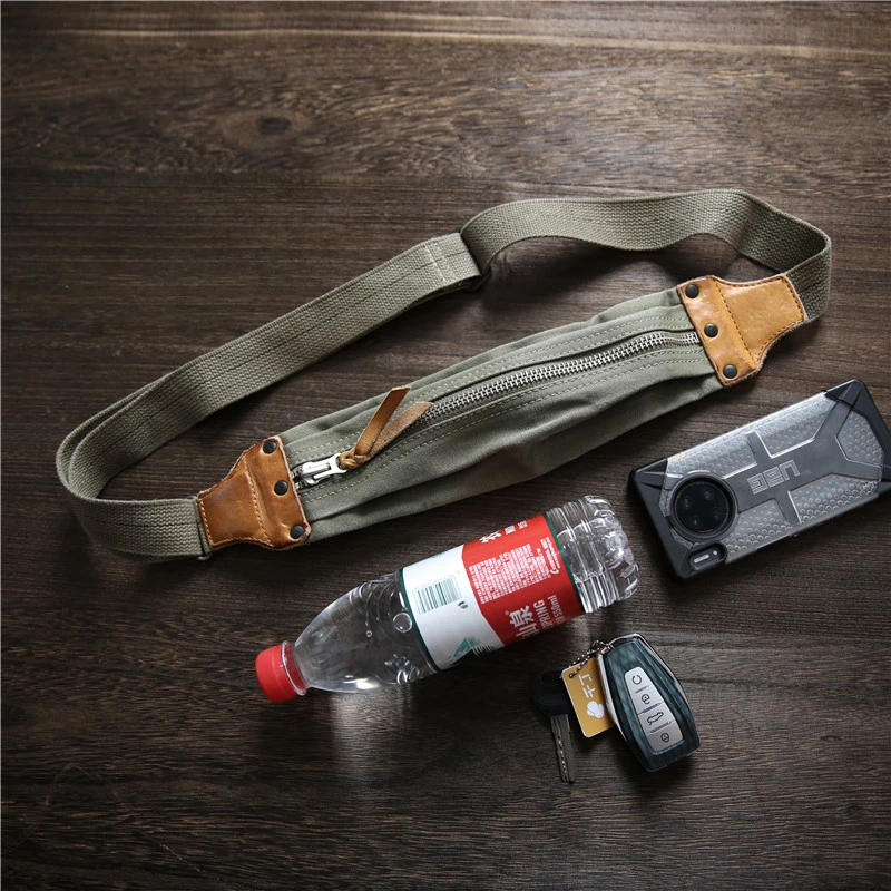 美式复古军式风胸包做旧帆布配头层牛皮休闲运动斜挎包随身手机包