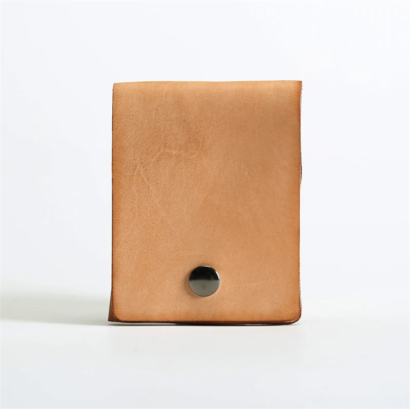 原创手工超薄卡包男士真皮迷你钱包头层牛皮短款公交卡片搭扣钱包