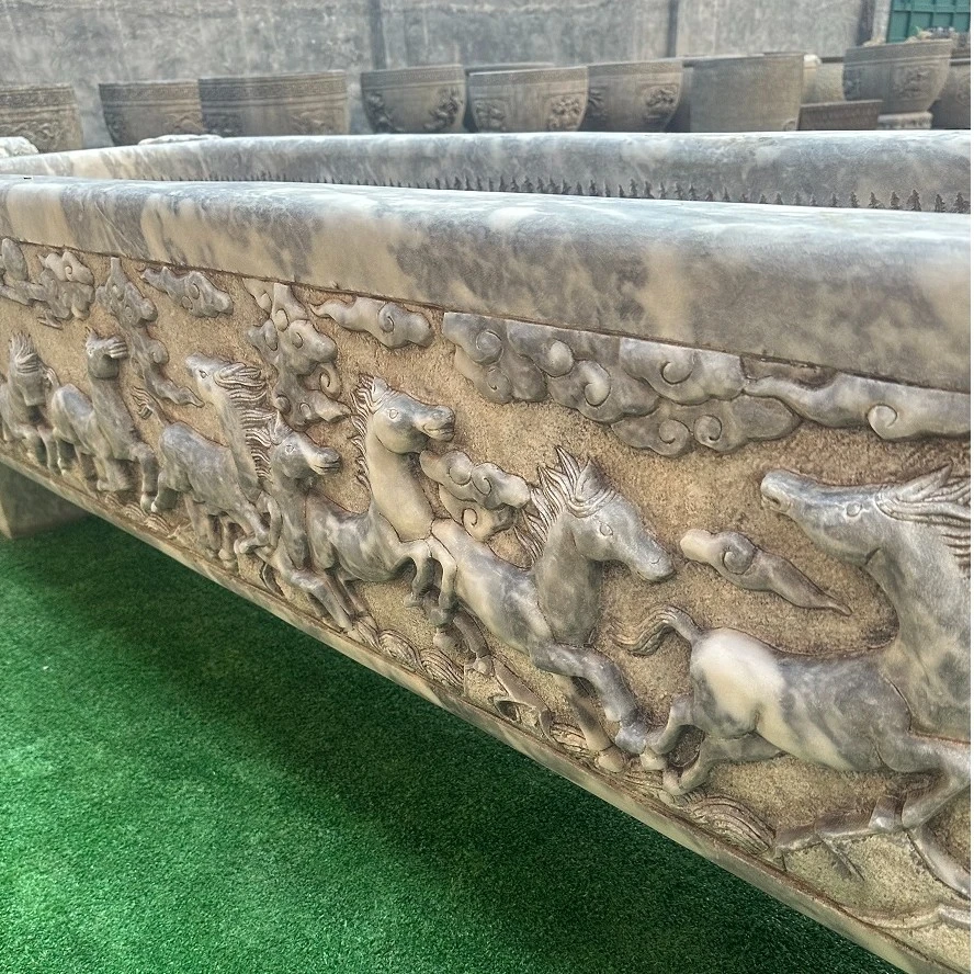 民俗石雕 官家大马槽青白石大石槽，庭院别墅景区园林养鱼神器