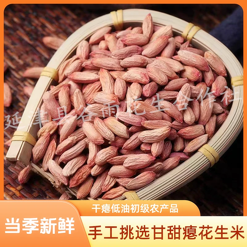 新鲜农家瘪生花生花生米小粒甘甜生食红皮营养花生仁