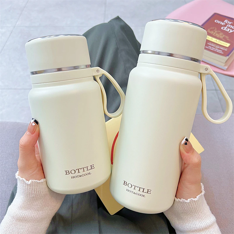 简约大容量保温水杯女生2024新款带盖滤网泡茶办公室不锈钢杯子男