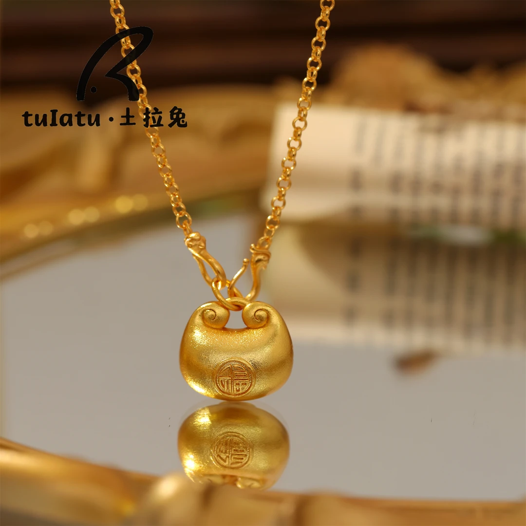 铜合金项链 新中式小胖福祥云福袋时尚百搭民族风项链精美坠链