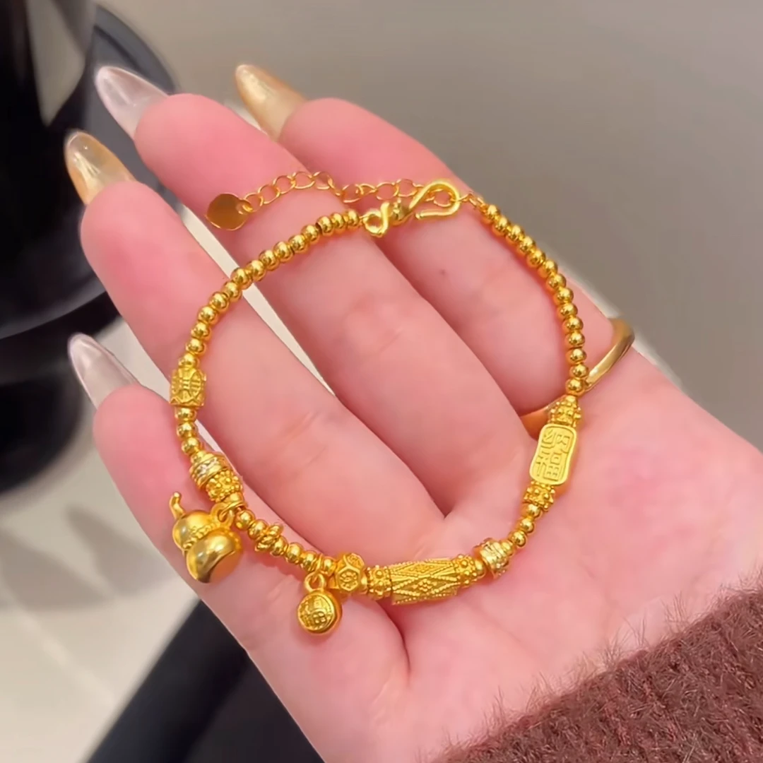 铜合金合成锆石手链 新中式葫芦手链复古轻奢感百搭招财纳福