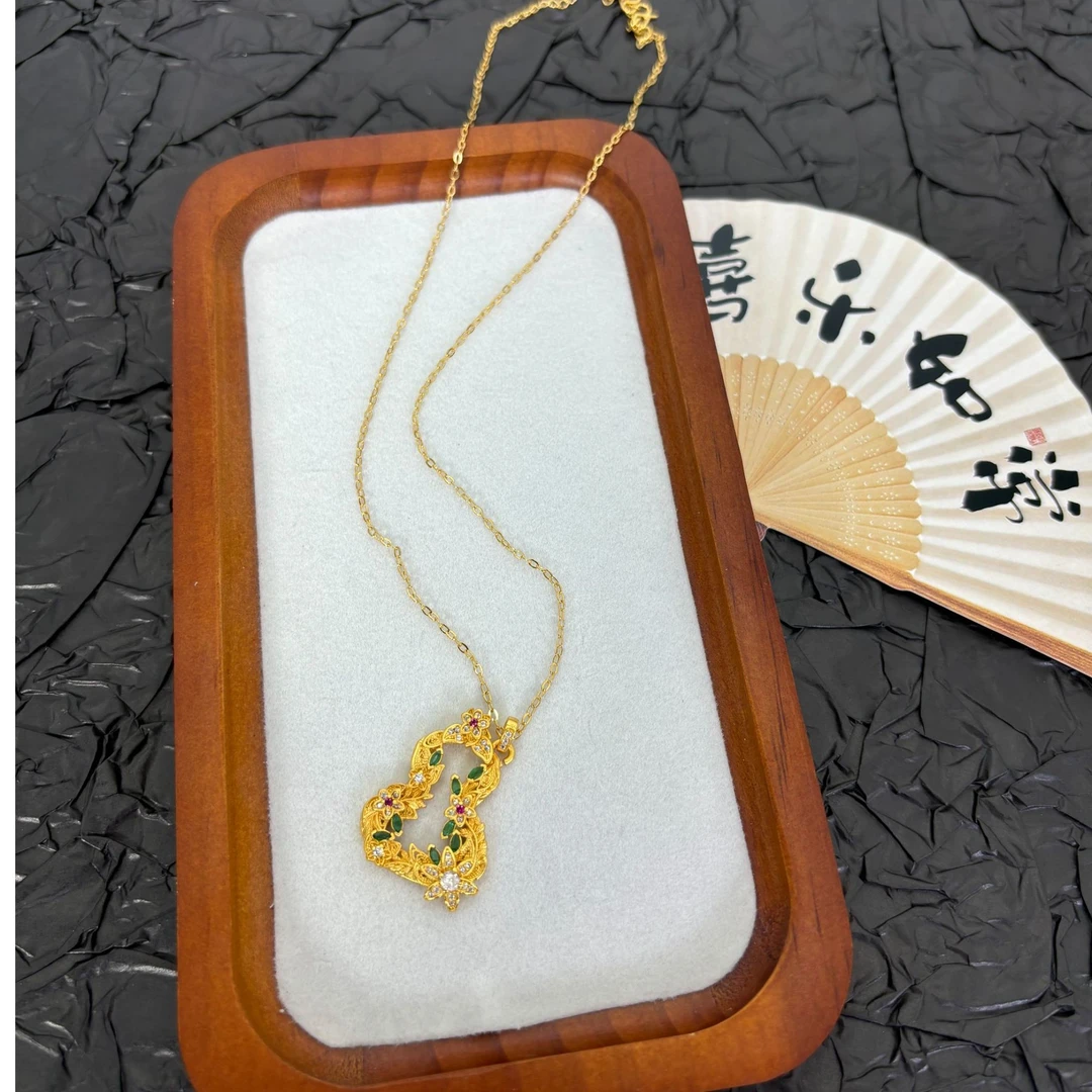 钛钢项链 国潮新款镂空葫芦项链轻奢简约时尚个性锁骨链女款