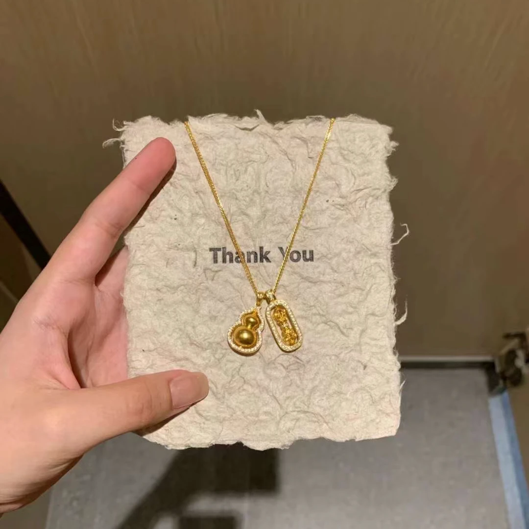 铜合金项链 新中式金刚杵葫芦吊坠女2024新款时尚百搭项链简约