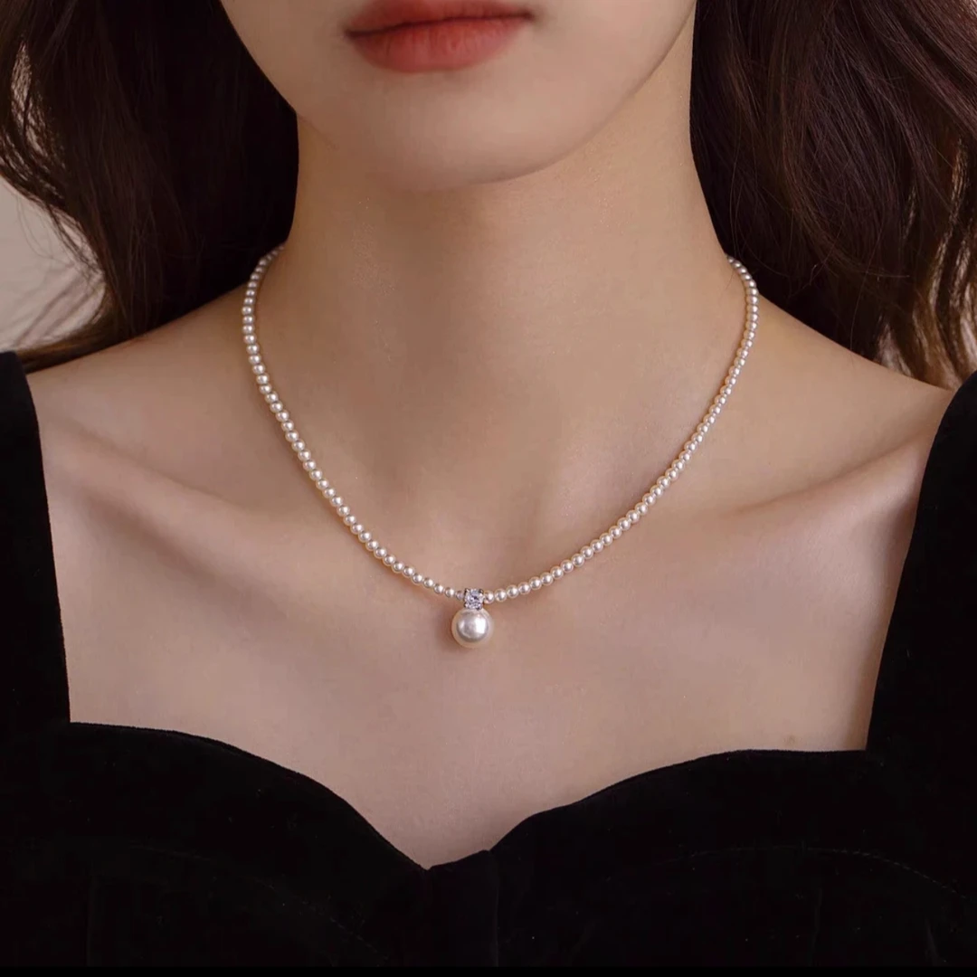 非金属仿珍珠项链 法式温柔珍珠项链女2024新款轻奢小众设计颈链