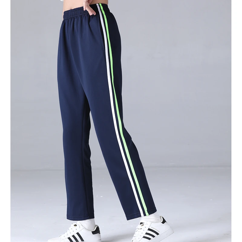 南韩丝校服裤白绿条藏蓝色男女小学生初高中生通用运动舒适休闲裤