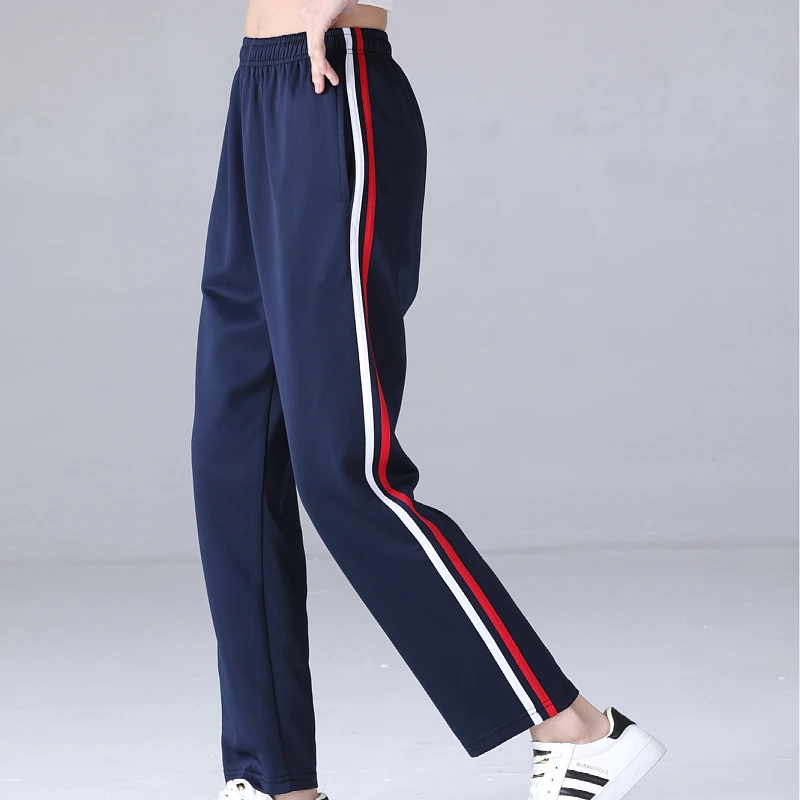 校服裤子小学生初中生高中生校服裤学生校裤运动裤藏蓝白红条校裤