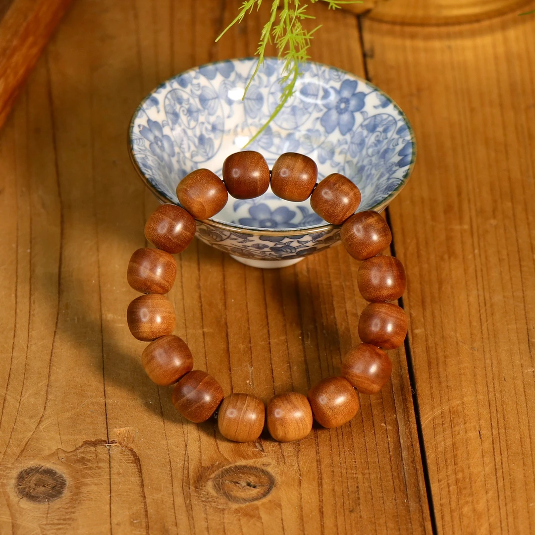 正区印度老山檀香13×14横纹虎皮纹手串迈索尔产地香味好单圈文玩