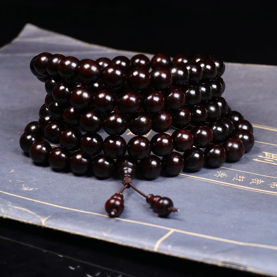 印度小叶紫檀1.2微包浆金星108颗手串手链小叶紫檀文玩108颗