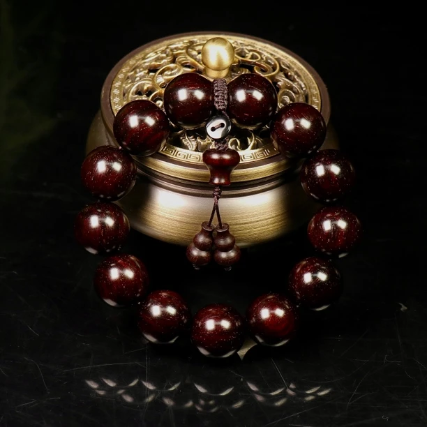 印度小叶紫檀1.8高油密玻璃底天然多金星文玩手串男款盘玩高质量