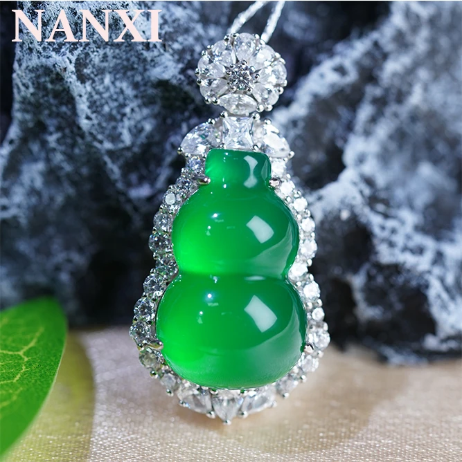 【南汐】珠宝S925银巴西绿葫芦吊坠29762时尚百搭精致大气