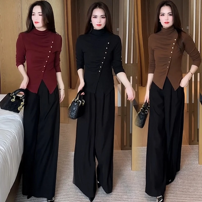 秋装新款时尚洋气质修身显瘦收腰设计感打底上衣