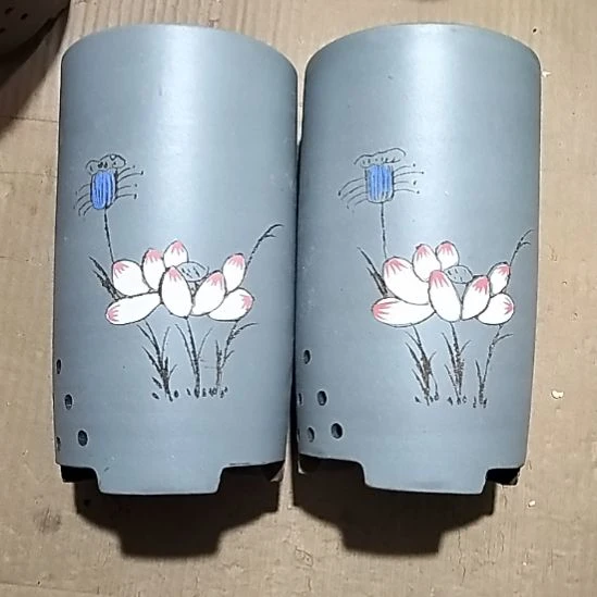 紫砂20CM（含）-50CM（不含）彩绘大笔筒两个微瑕