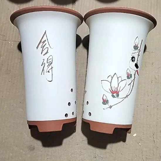 紫砂20CM（含）-50CM（不含）彩绘兰花盆微瑕