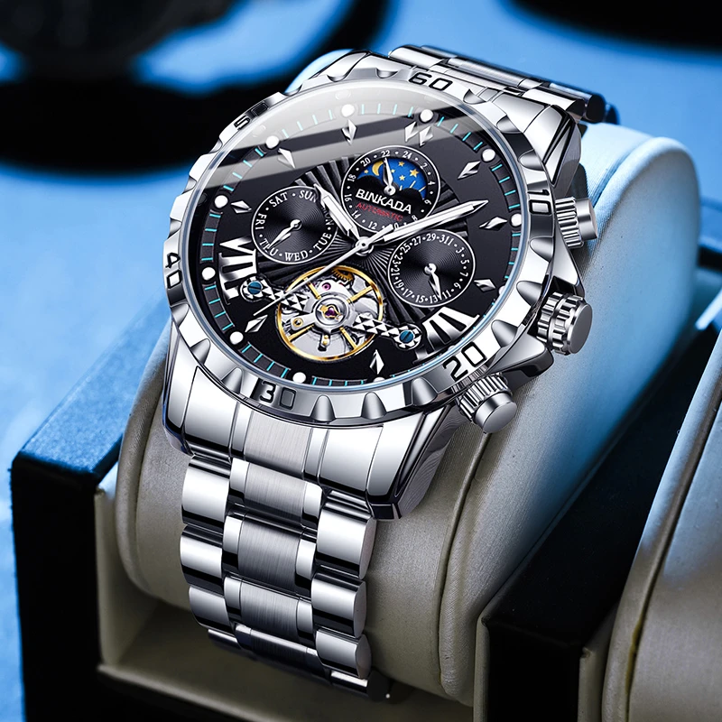 宾卡达（binkada）新款时尚潮流百搭男士全自动机械腕表-6945【XH】