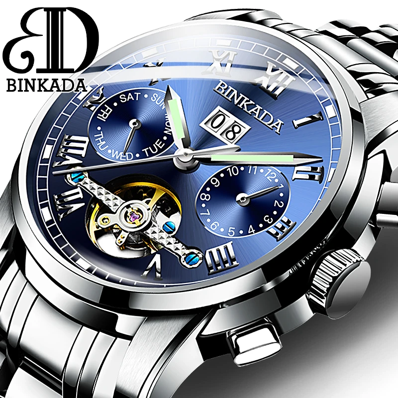 宾卡达（binkada）新款时尚潮男士全自动机械腕表-7062L