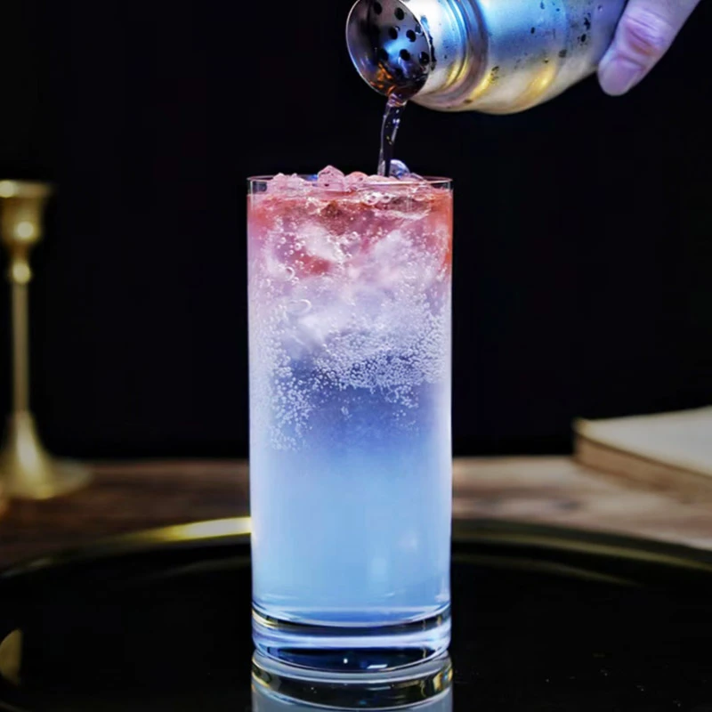 日式柯林杯轻薄酒吧直身杯长饮玻璃杯海波调酒杯长岛冰茶鸡尾酒杯