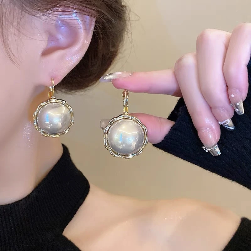 合金仿珍珠耳饰 仿珍珠耳环气质高级感独特耳扣精致复古耳饰女