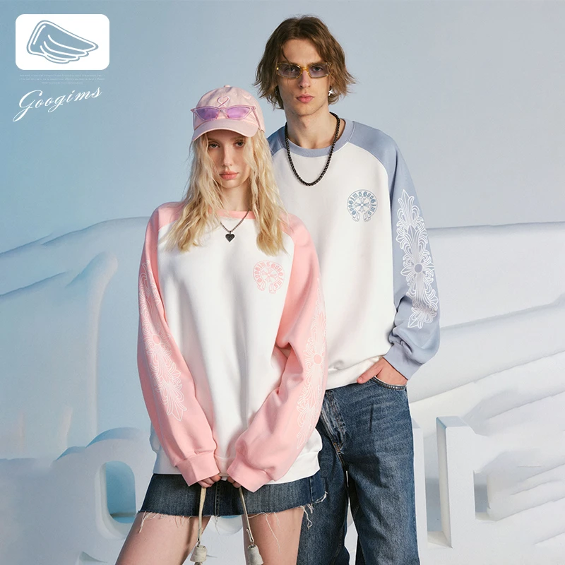 韩国Googims秋冬圆领加绒卫衣休闲百搭插肩袖宽松上衣GSW05