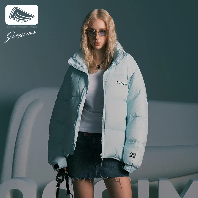 韩国Googims秋冬白鸭绒羽绒服男女同款宽松百搭情侣款保暖外套