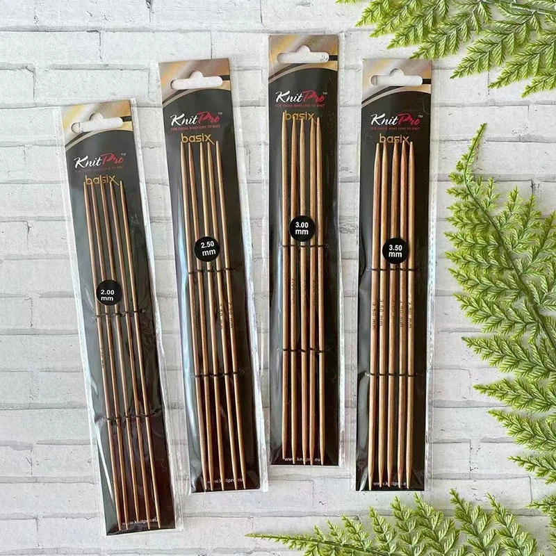 编织工具KnitProBasix Birch 20cm 天然桦木双头直针织袖子针