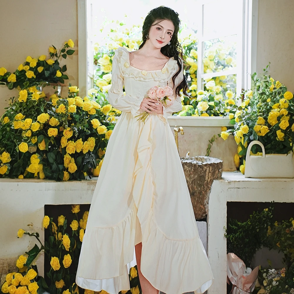 【凉城花信】法式宫廷风仙气设计感连衣裙森系仙女气质收腰长裙6950