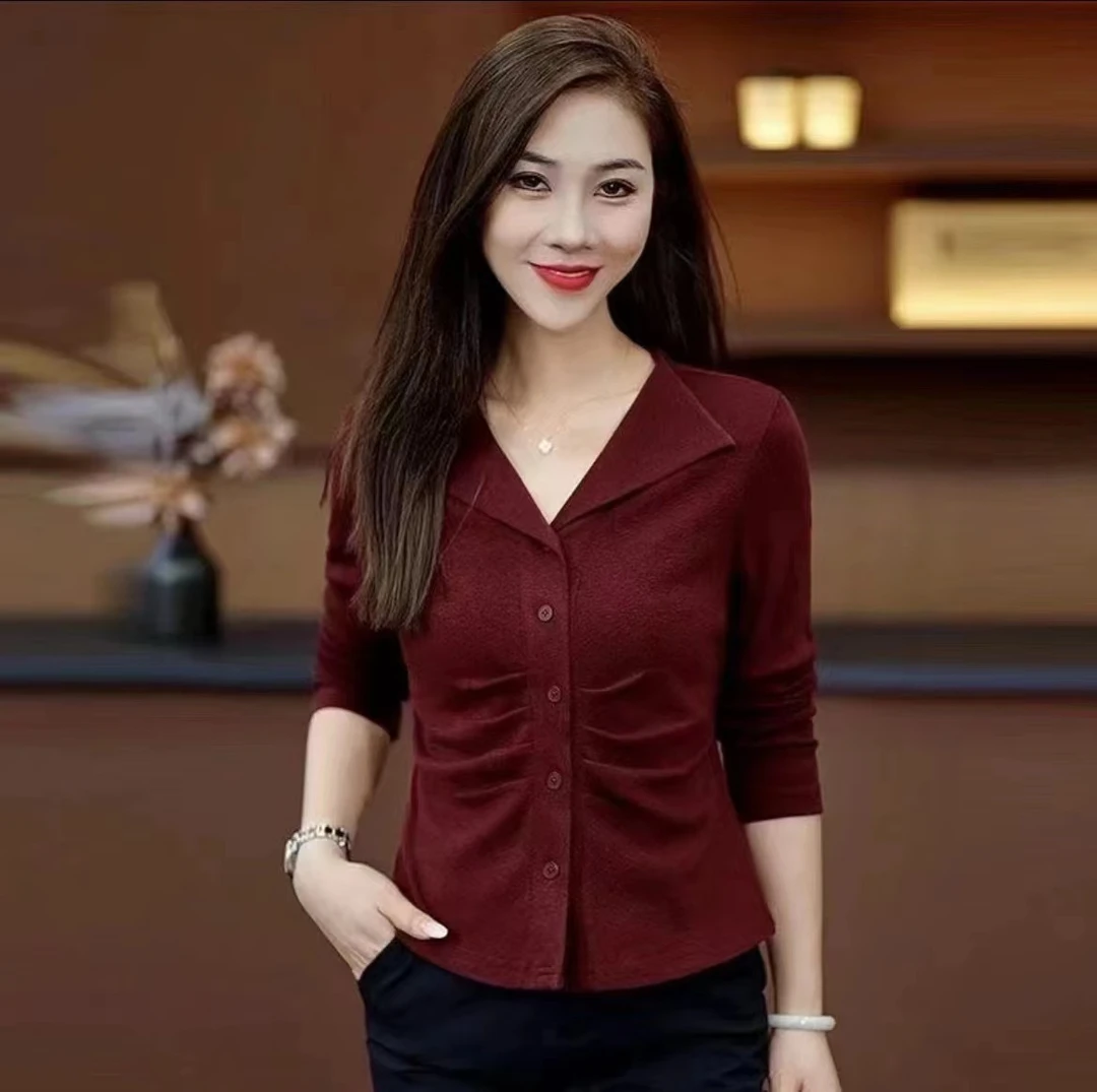 9111款女前面五扣子洋气小衫736